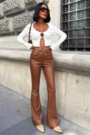 Brown Bootcut Flare Leg Pants - Brand: Sobe Istanbul - Women & Kids, Baby Clothes Wholesale - Globality Store