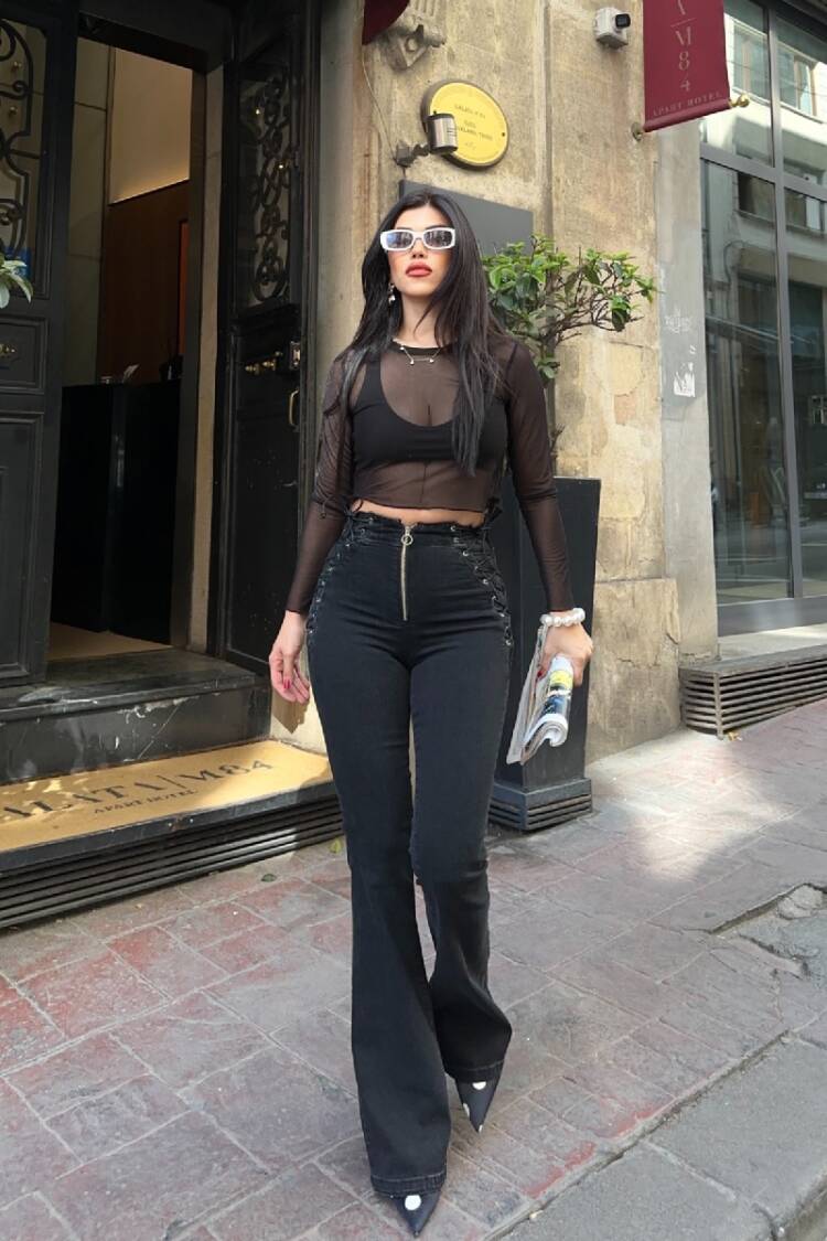 Black Mom Jeans With Flare Leg - High WaistZip Up - Brand: XLove - Women & Kids, Baby Clothes Wholesale - Globality Store