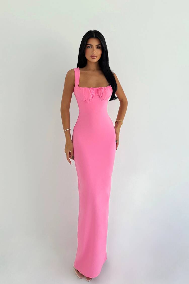 Bodycon Dress With Square Neck And Cap Sleeves - Brand: EYYO ATELIER - Women & Kids, Baby Clothes Wholesale - Globality Store