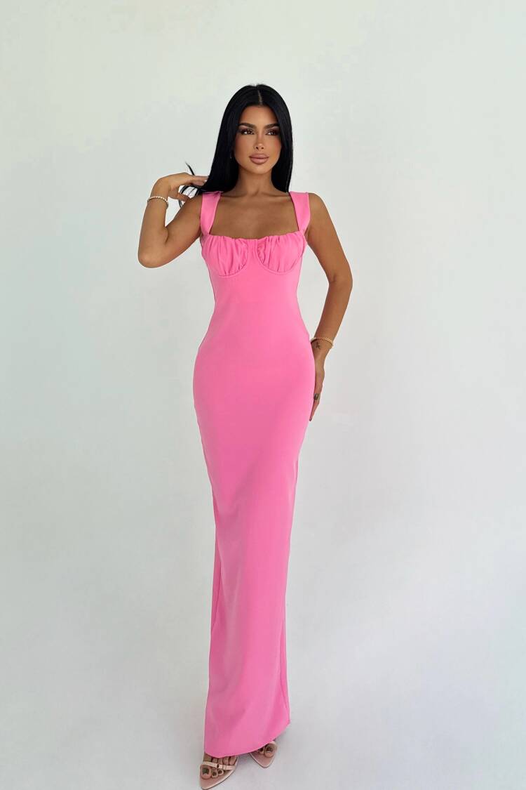Bodycon Dress With Square Neck And Cap Sleeves