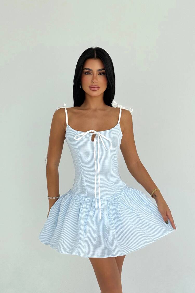 Fit And Flare Striped Mini Dress