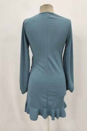 Elegant Blue Sheath Dress With Balloon Long Sleeves - Brand: Janes - Women & Kids, Baby Clothes Wholesale - Globality Store