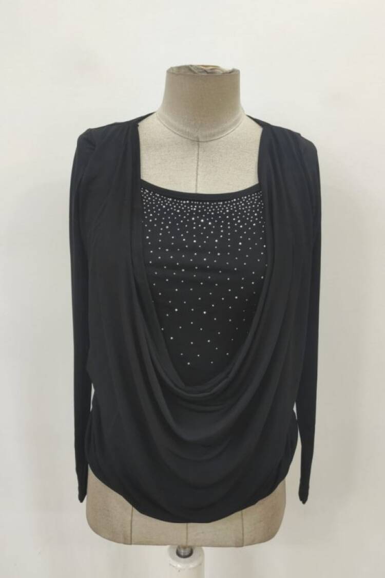 Sequined Slim Fit Blouse With Square Neck