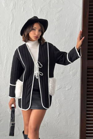 Black Wrapover Jacket With V-Neck Collar - Brand: Topshow - Women & Kids, Baby Clothes Wholesale - Globality Store