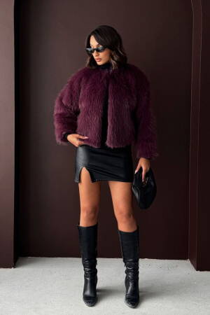 Claret Red Fur Jacket - Brand: Topshow - Women & Kids, Baby Clothes Wholesale - Globality Store