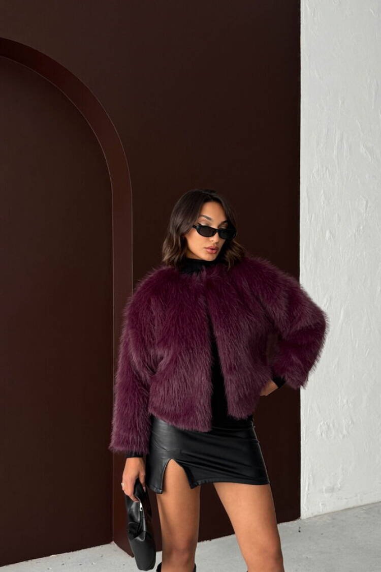 Claret Red Fur Jacket