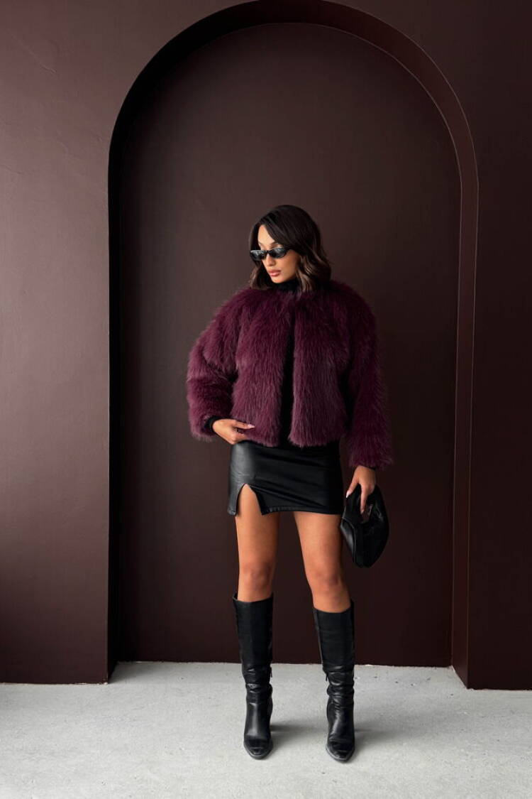 Claret Red Fur Jacket