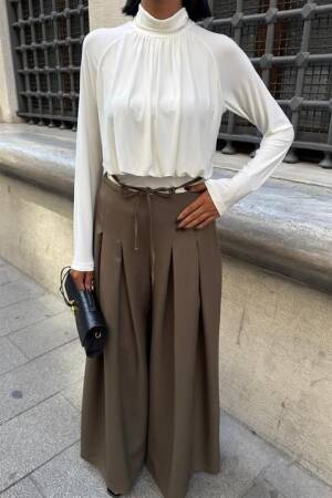 Waistband Detailed Pleated Slippery Pants - Brand: Sobe Istanbul - Women & Kids, Baby Clothes Wholesale - Globality Store