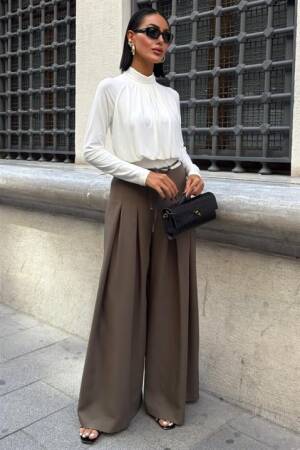 Waistband Detailed Pleated Slippery Pants - Brand: Sobe Istanbul - Women & Kids, Baby Clothes Wholesale - Globality Store