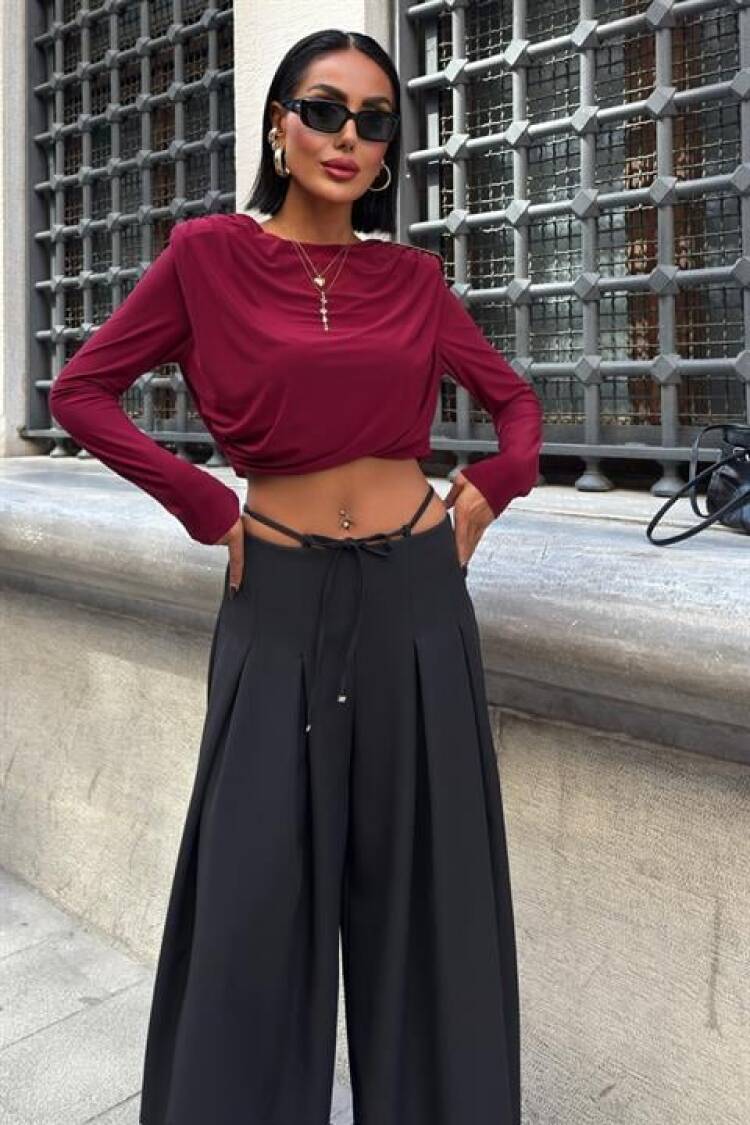 Palazzo Pants With Wide Leg And Drawstring
