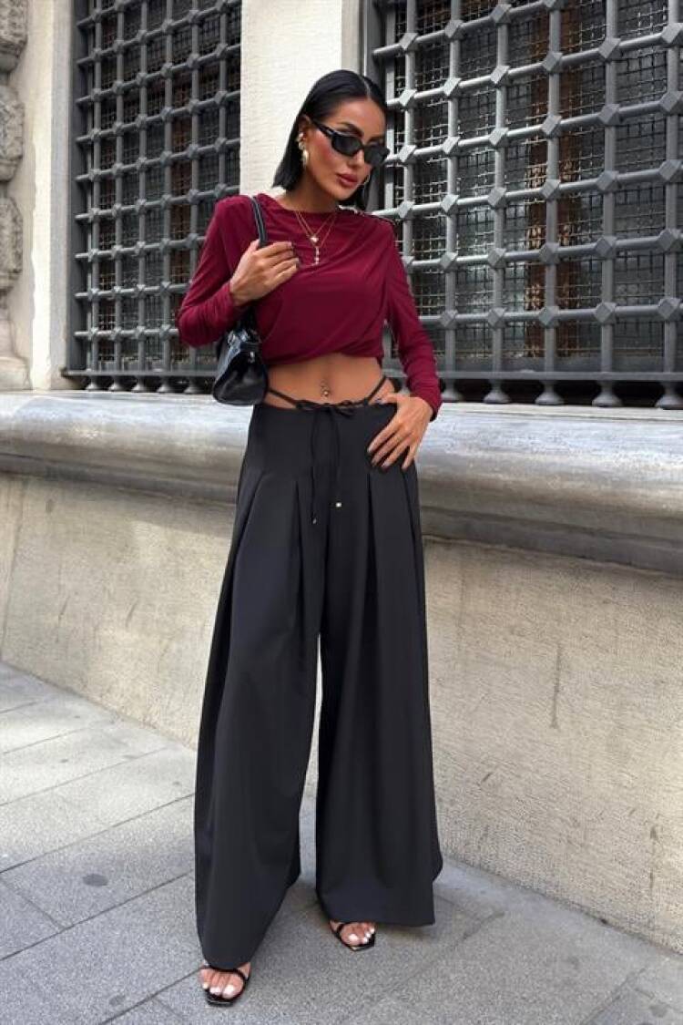 Palazzo Pants With Wide Leg And Drawstring