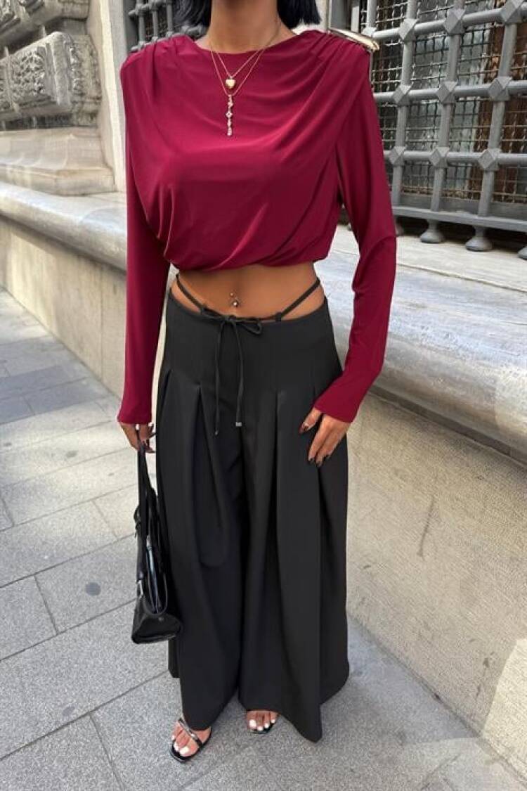 Palazzo Pants With Wide Leg And Drawstring