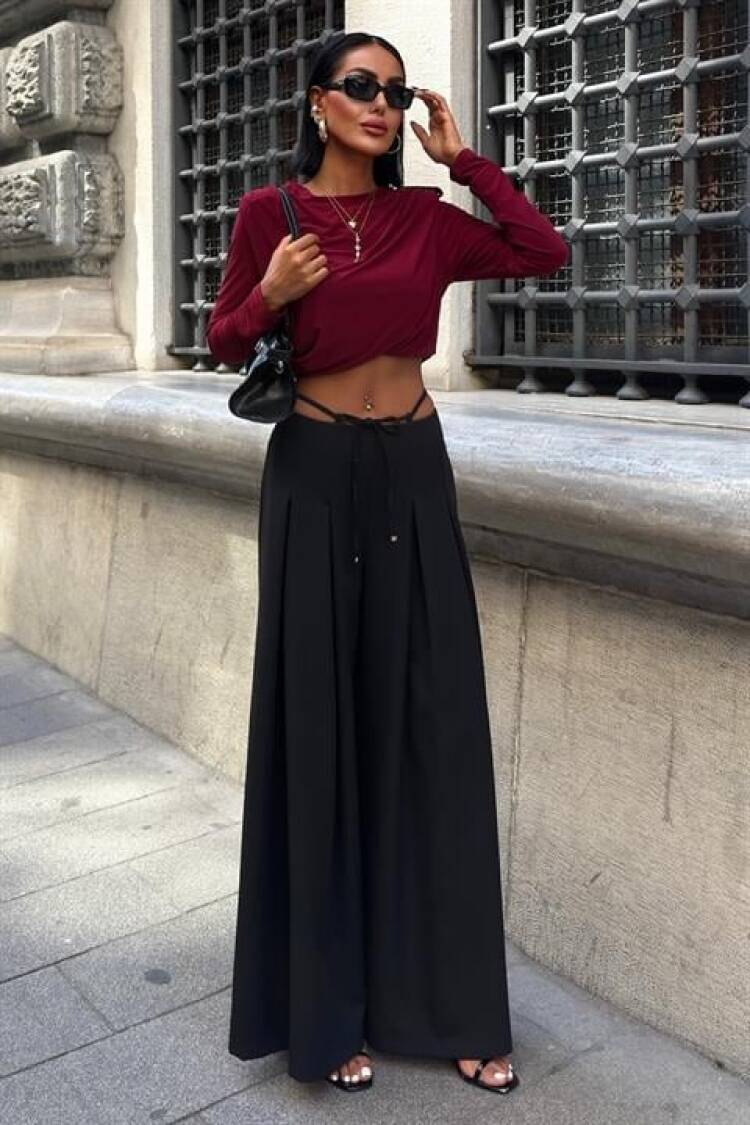 Palazzo Pants With Wide Leg And Drawstring