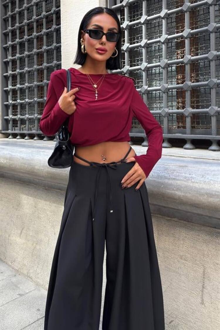 Palazzo Pants With Wide Leg And Drawstring