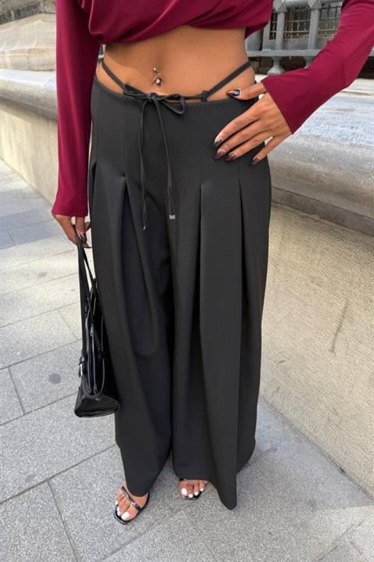Palazzo Pants With Wide Leg And Drawstring