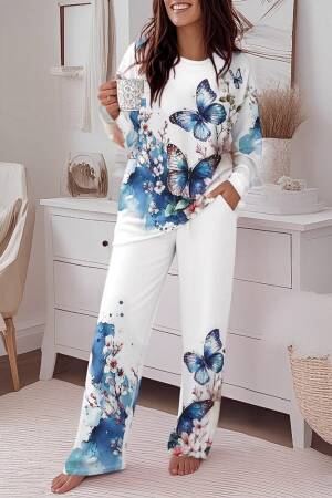 White Casual Set With Butterfly And Floral Patterns - Brand: Janes - Women & Kids, Baby Clothes Wholesale - Globality Store
