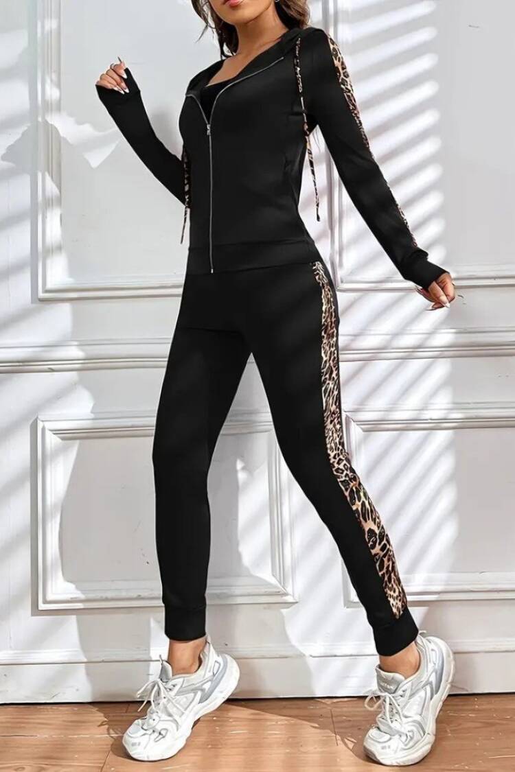 Black Slim Fit Sporty Jogger Set