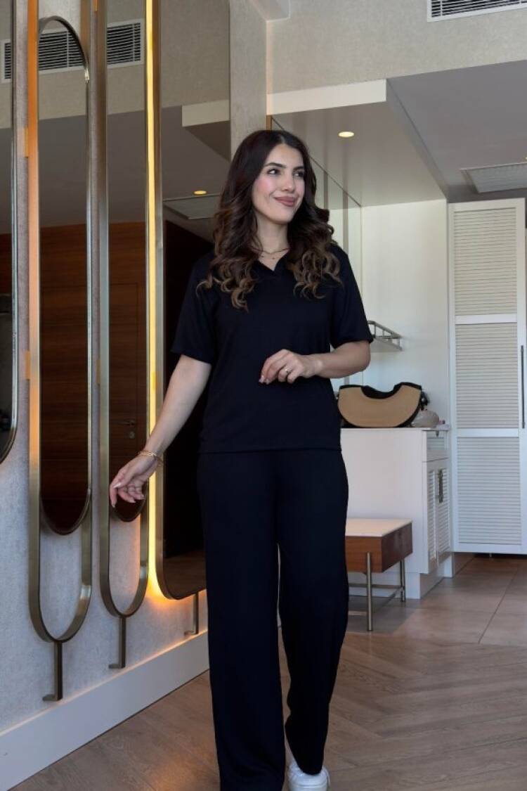 Black Casual Sport Modest Set