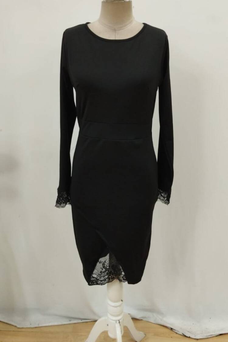 Black Sexy Elegant Formal Bodycon Midi Dress