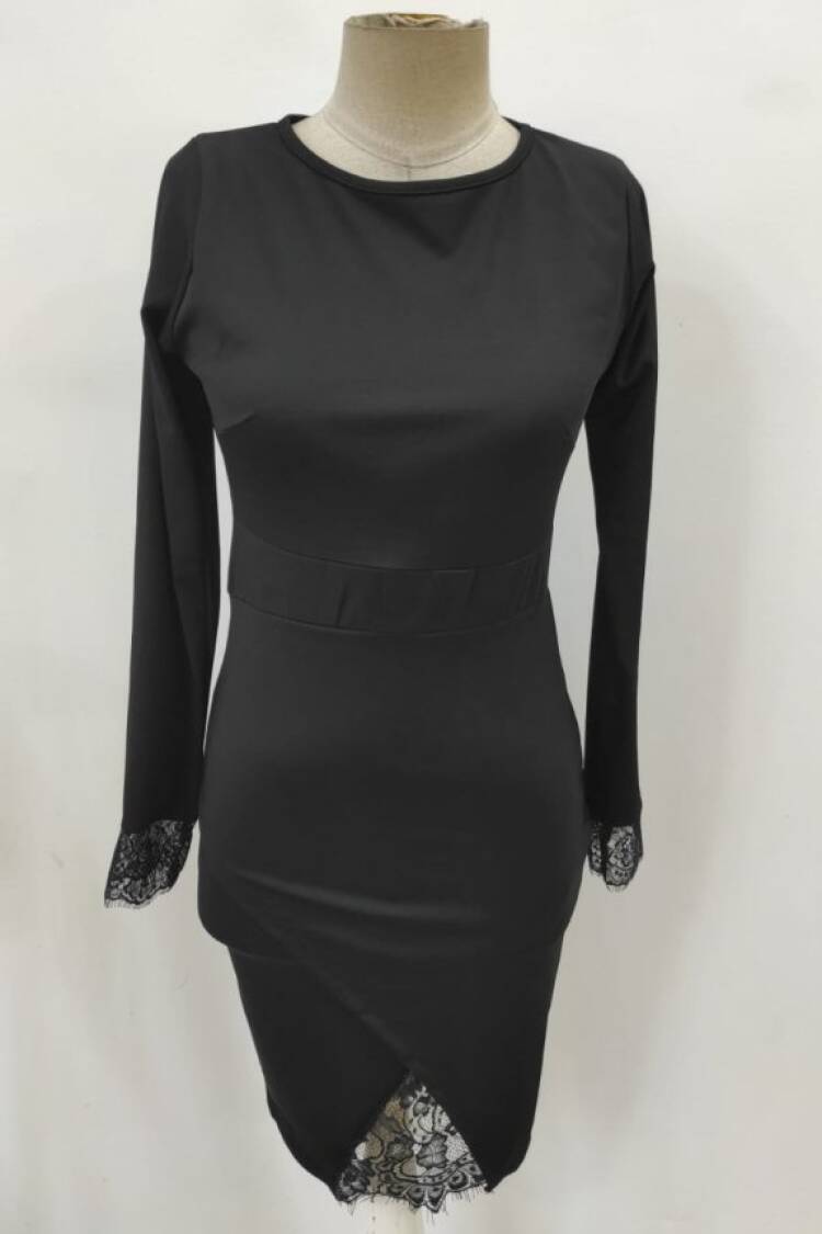 Black Sexy Elegant Formal Bodycon Midi Dress