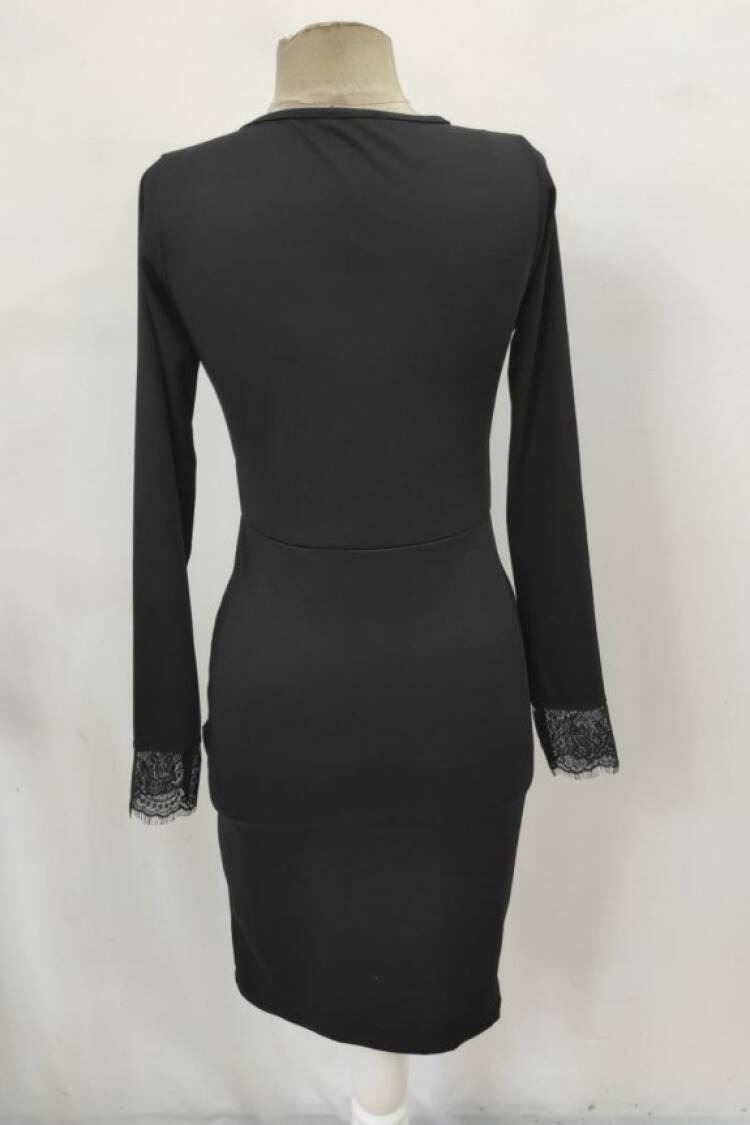 Black Sexy Elegant Formal Bodycon Midi Dress