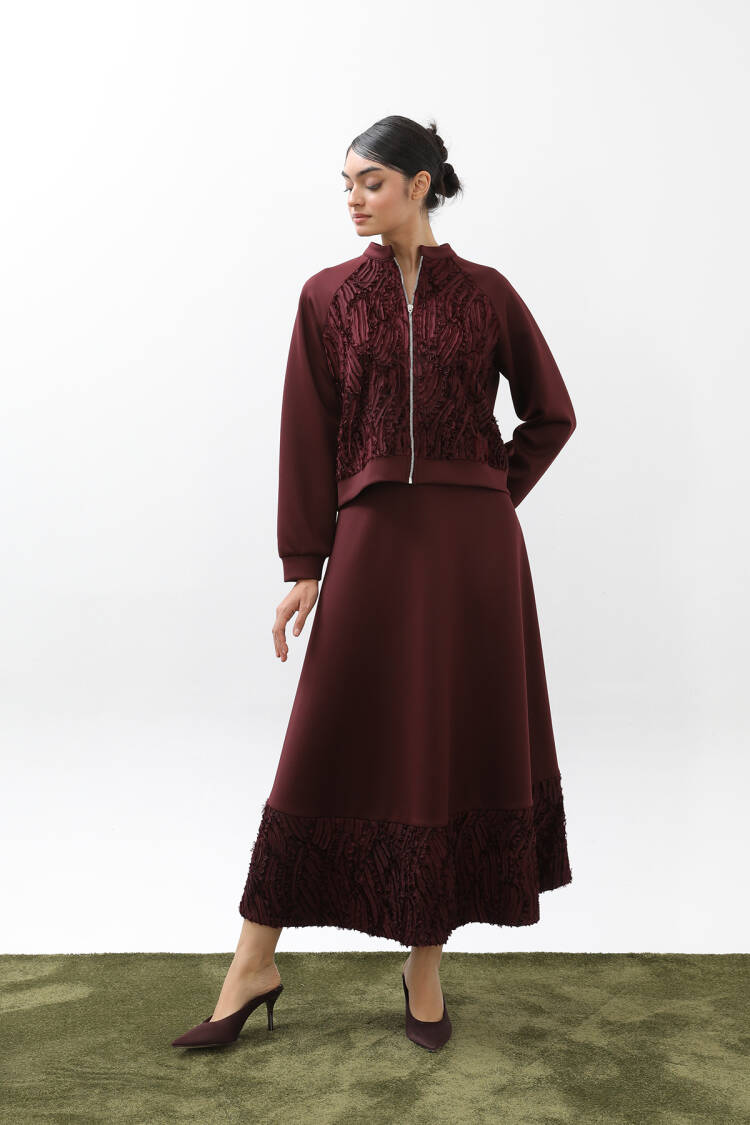 Claret Red Elegant A-Line Maxi Skirt - Brand: Puane - Women & Kids, Baby Clothes Wholesale - Globality Store