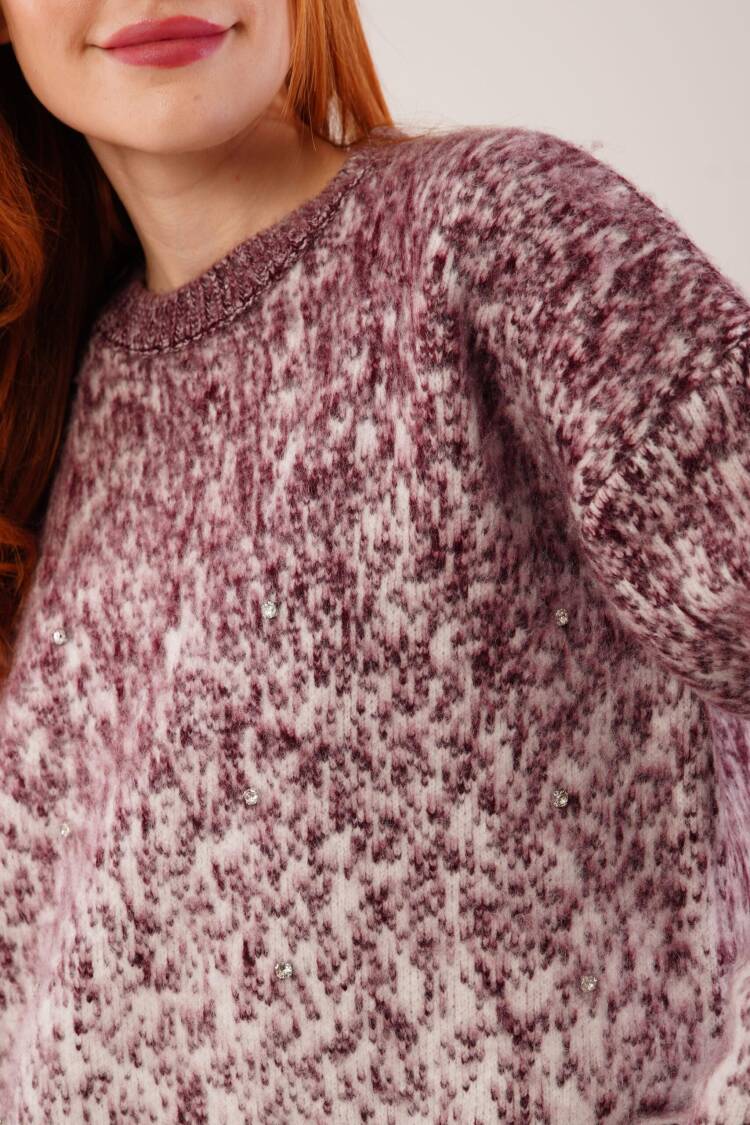 Mix Color Sweater Oversized Fit Round Neck