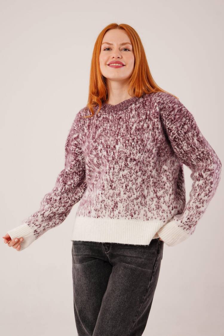 Mix Color Sweater Oversized Fit Round Neck
