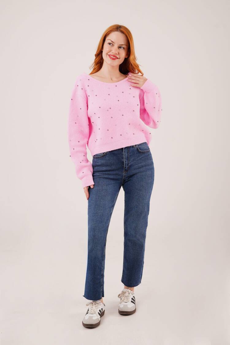Sweater Oversized Fit Sequined Casual Glam