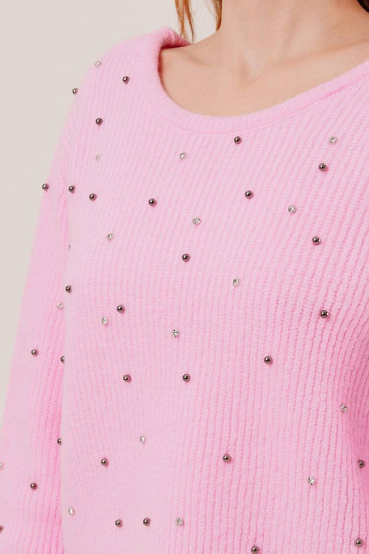 Sweater Oversized Fit Sequined Casual Glam