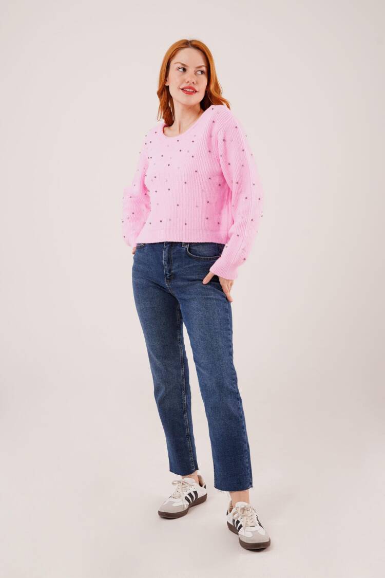 Sweater Oversized Fit Sequined Casual Glam