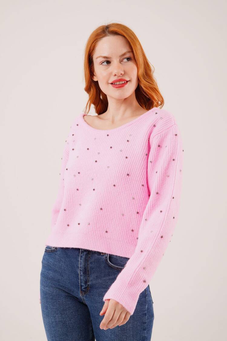 Sweater Oversized Fit Sequined Casual Glam