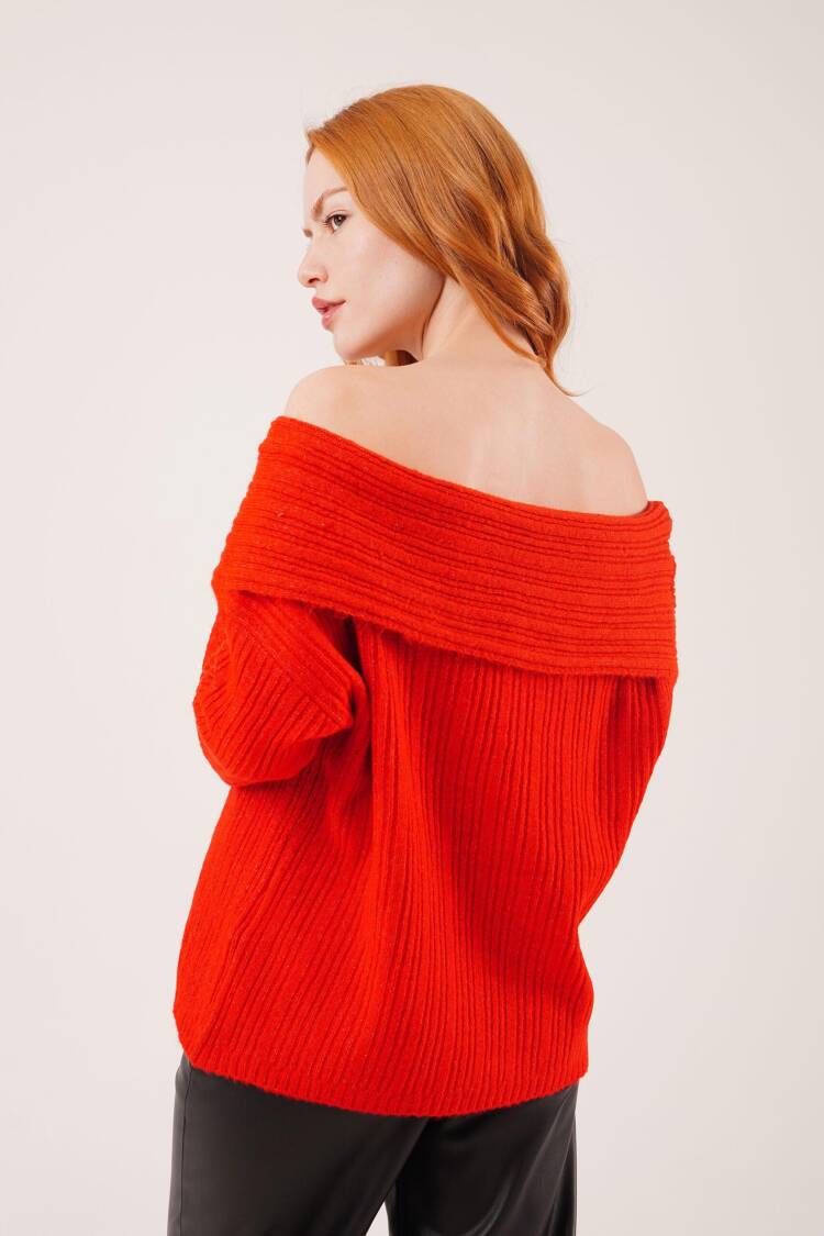 Sweater With Off Shoulder Neck And Long Sleeves