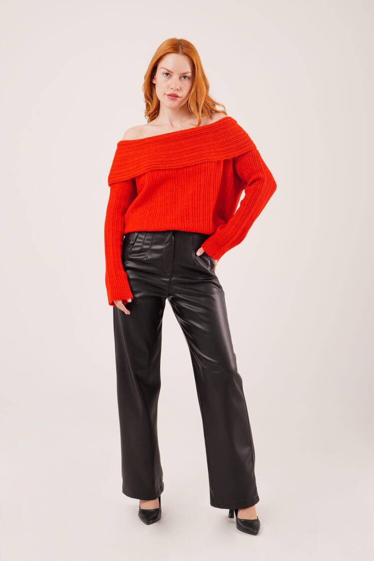 Sweater With Off Shoulder Neck And Long Sleeves