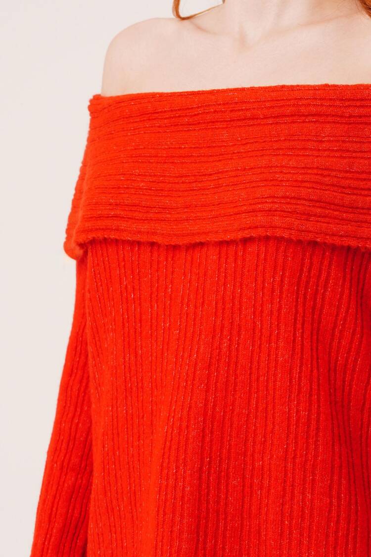Sweater With Off Shoulder Neck And Long Sleeves