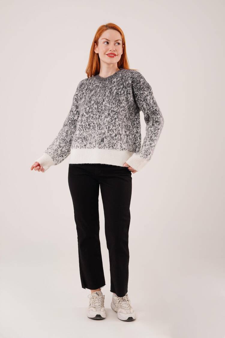 Grey Oversized Fit Marble Sweater