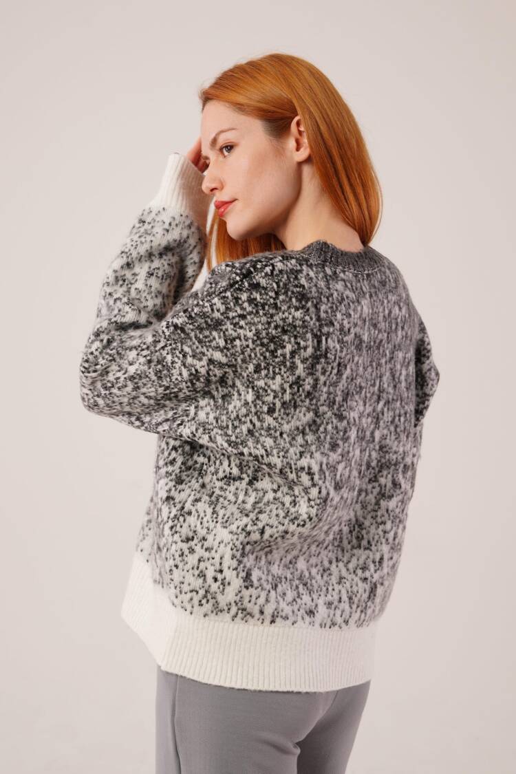 Grey Oversized Fit Marble Sweater
