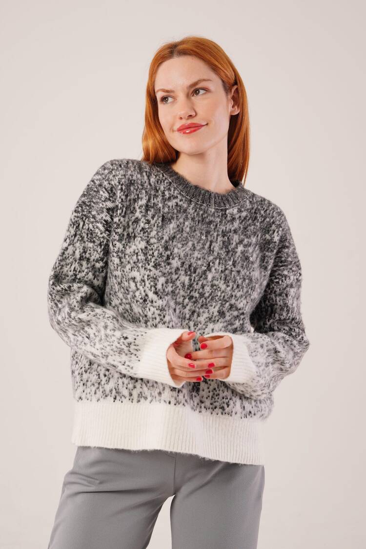 Grey Oversized Fit Marble Sweater - Brand: Lustrin - Women & Kids, Baby Clothes Wholesale - Globality Store