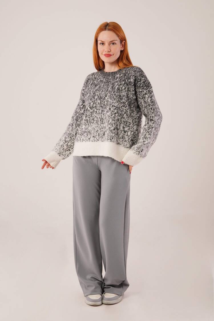 Grey Oversized Fit Marble Sweater