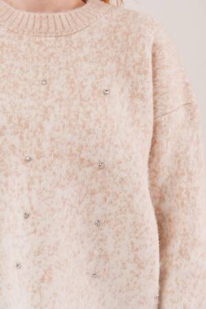 Beige Sweater With Oversized Fit And Crew Neck - Brand: Lustrin - Women & Kids, Baby Clothes Wholesale - Globality Store