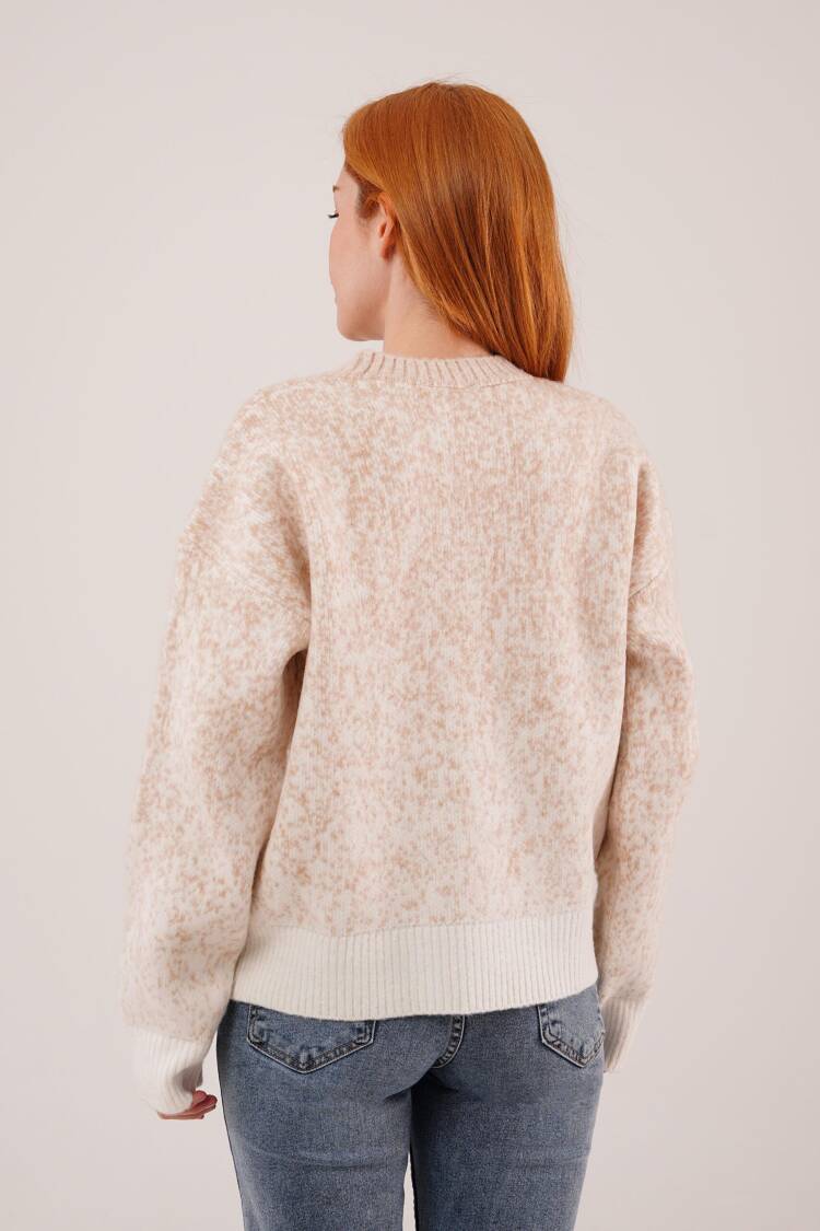 Beige Sweater With Oversized Fit And Crew Neck