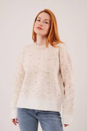 Beige Sweater With Oversized Fit And Crew Neck - Brand: Lustrin - Women & Kids, Baby Clothes Wholesale - Globality Store