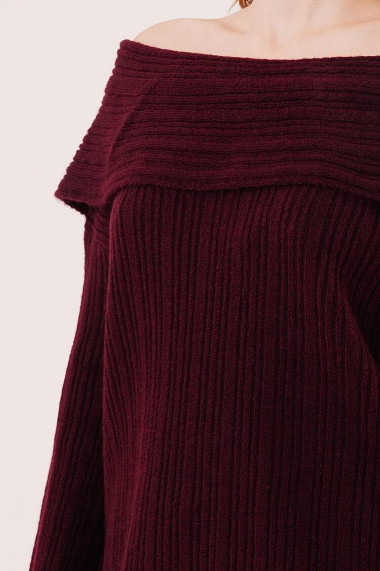 Sweater With Off Shoulder Neck - Oversized Fit