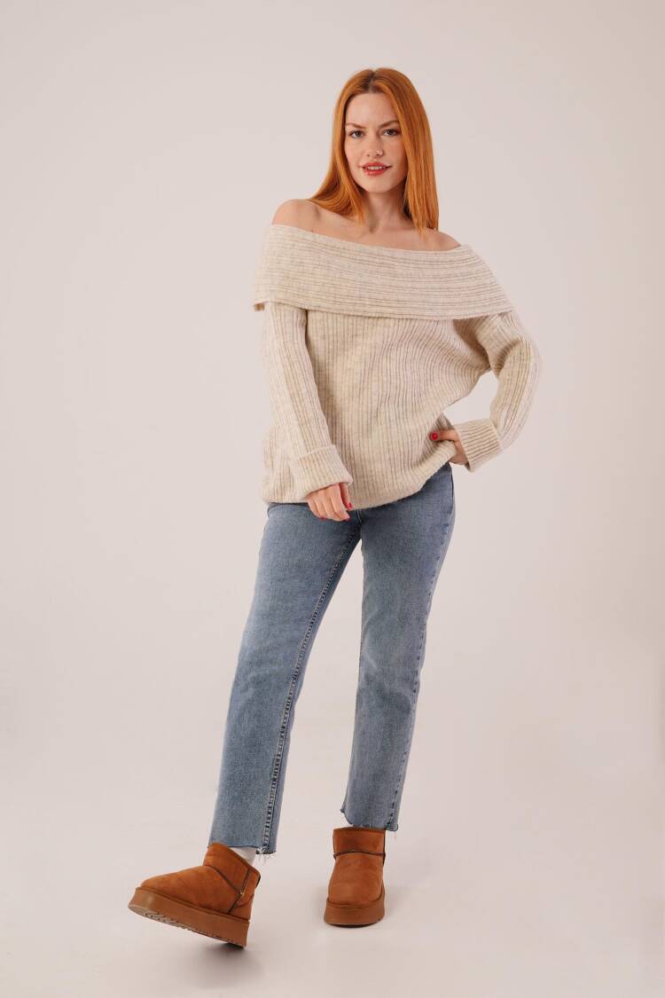 Beige Striped Casual Elegant Sexy Sweater