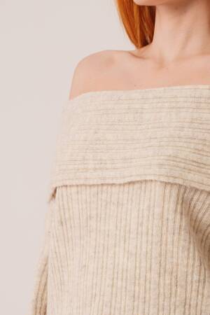Beige Striped Casual Elegant Sexy Sweater - Brand: Lustrin - Women & Kids, Baby Clothes Wholesale - Globality Store