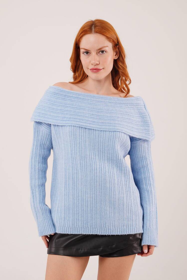 Sweater With Off Shoulder Neckline - Brand: Lustrin - Women & Kids, Baby Clothes Wholesale - Globality Store