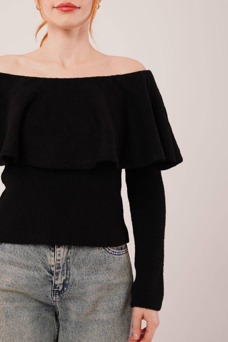 Sweater Off Shoulder Neck Slim Fit