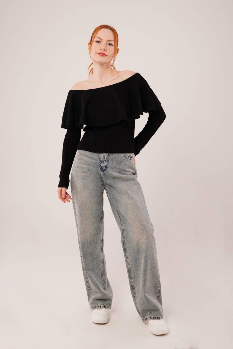 Sweater Off Shoulder Neck Slim Fit