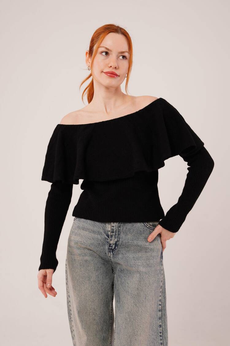 Sweater Off Shoulder Neck Slim Fit