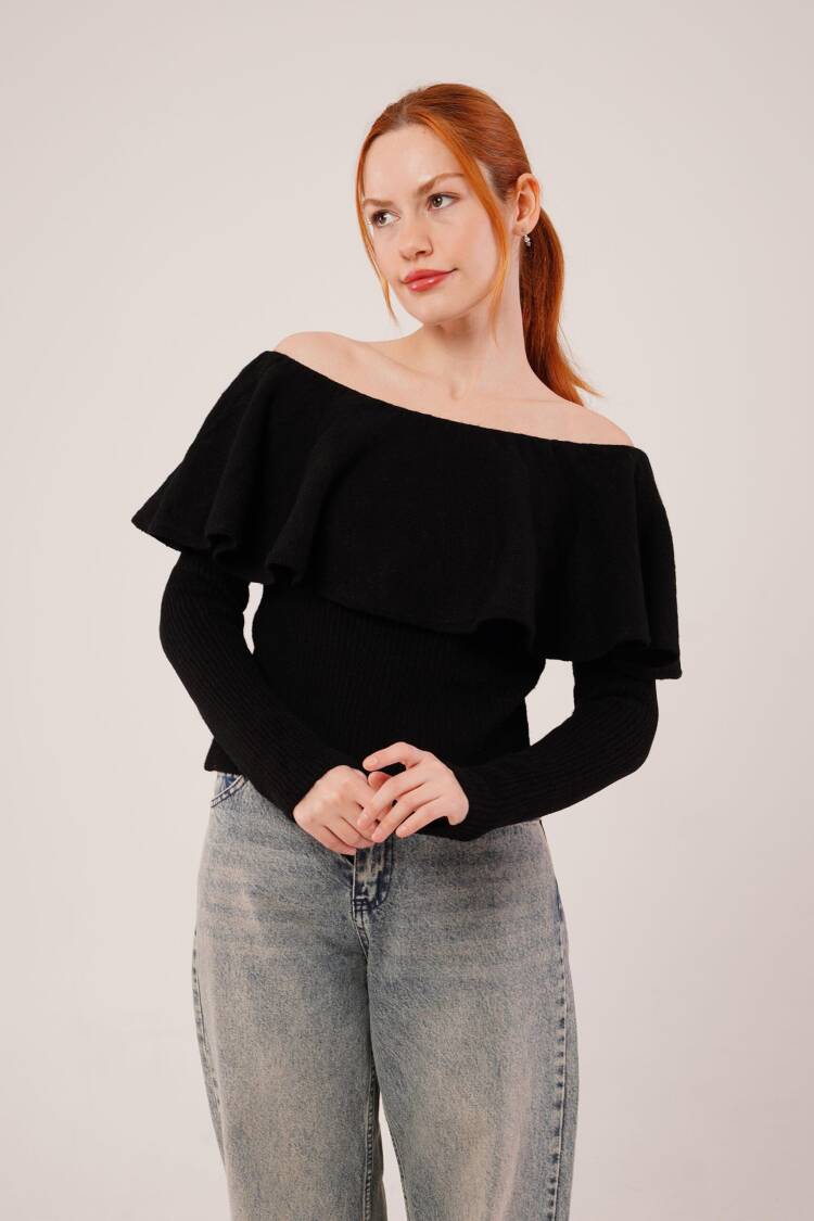 Sweater Off Shoulder Neck Slim Fit